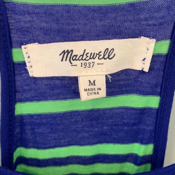 Green and Blue Striped Madewell Tank Top in Medium - Picture 2 of 4